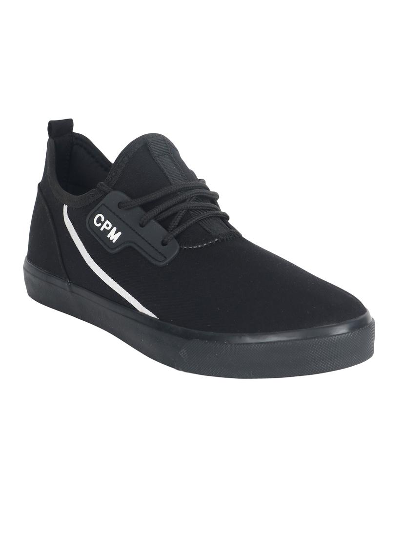 black canvas lace up sneakers - 20425422 - Zoom Image - 0