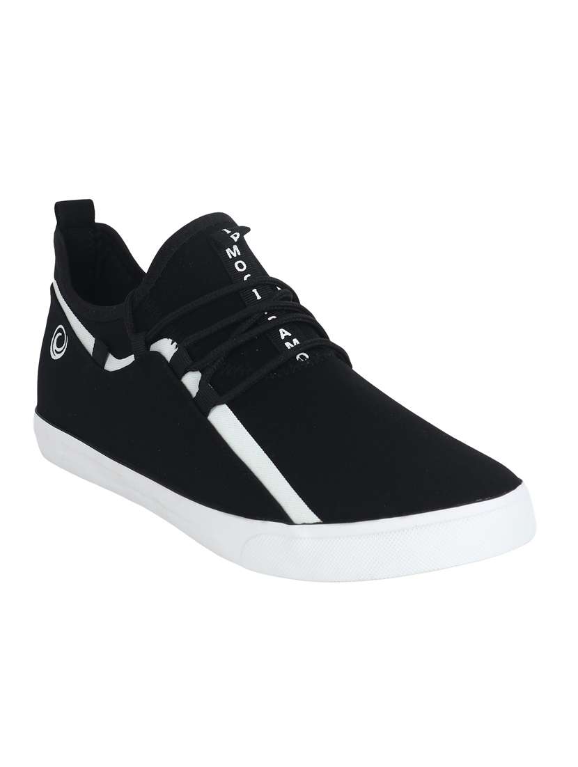 men solid black lace up sneaker - 20425425 - Zoom Image - 0