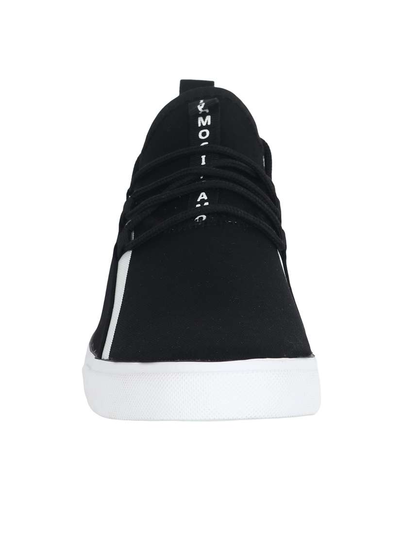 men solid black lace up sneaker - 20425425 - Standard Image - 3
