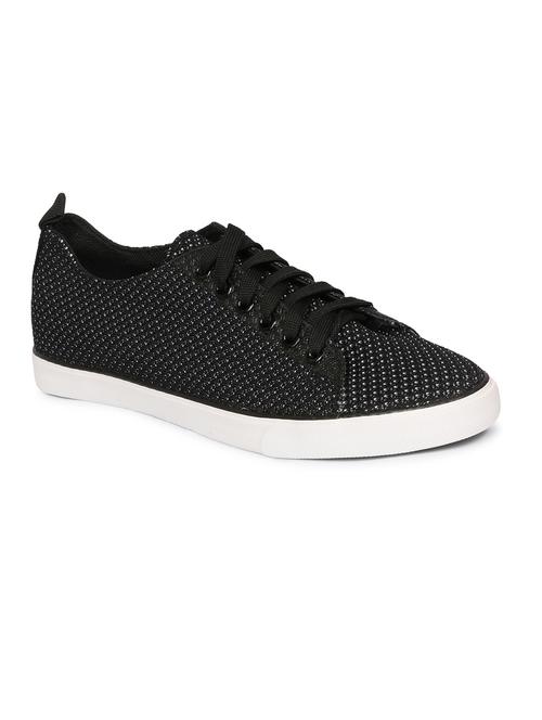 men solid black lace up sneaker - 20425433 -  Standard Image - 0