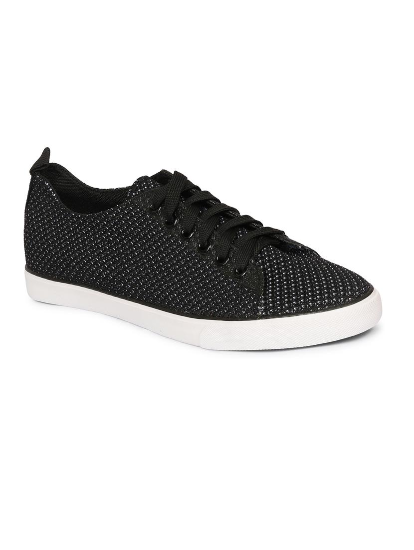 men solid black lace up sneaker - 20425433 -  Zoom Image - 0