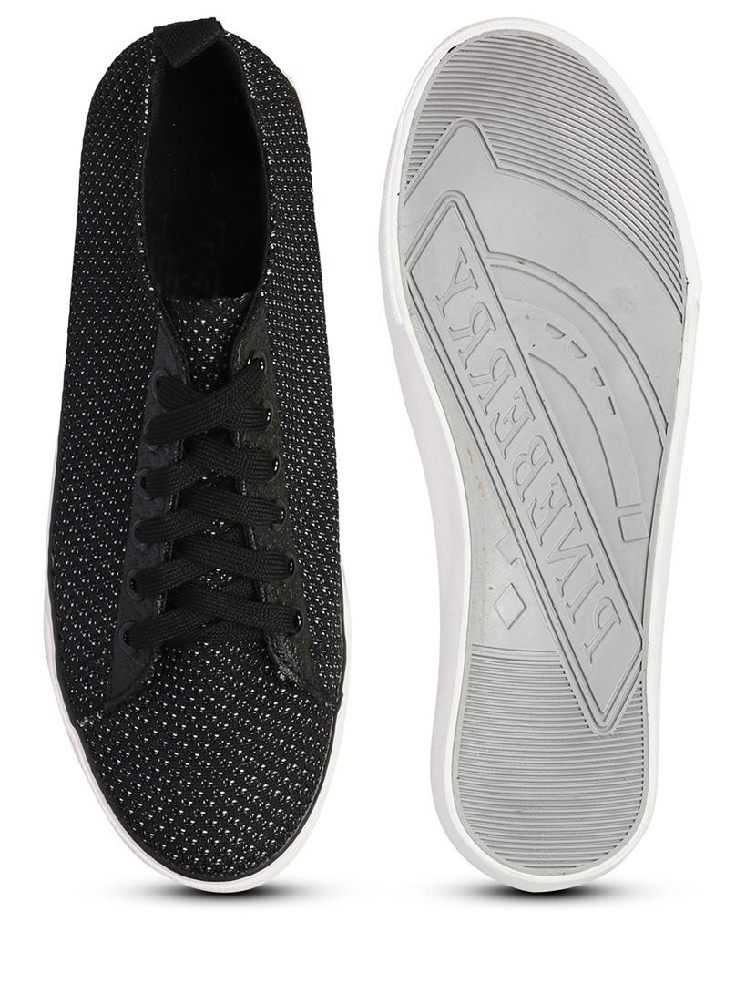 men solid black lace up sneaker - 20425433 - Standard Image - 3