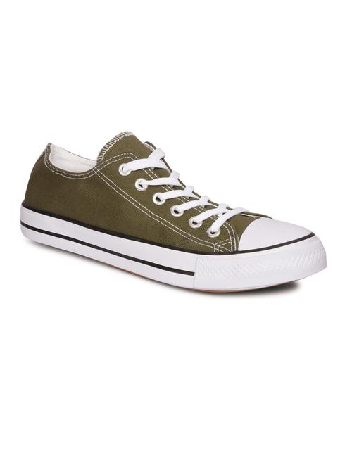 men solid olive lace up sneaker - 20425462 - Standard Image - 0