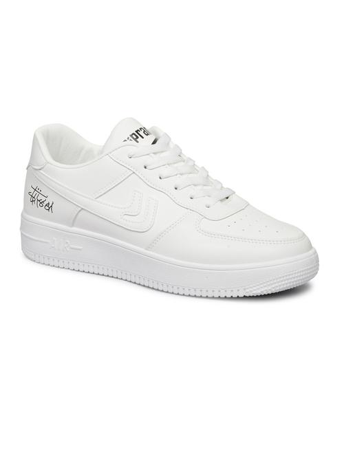 men solid white lace up sneaker - 20425505 -  Standard Image - 0