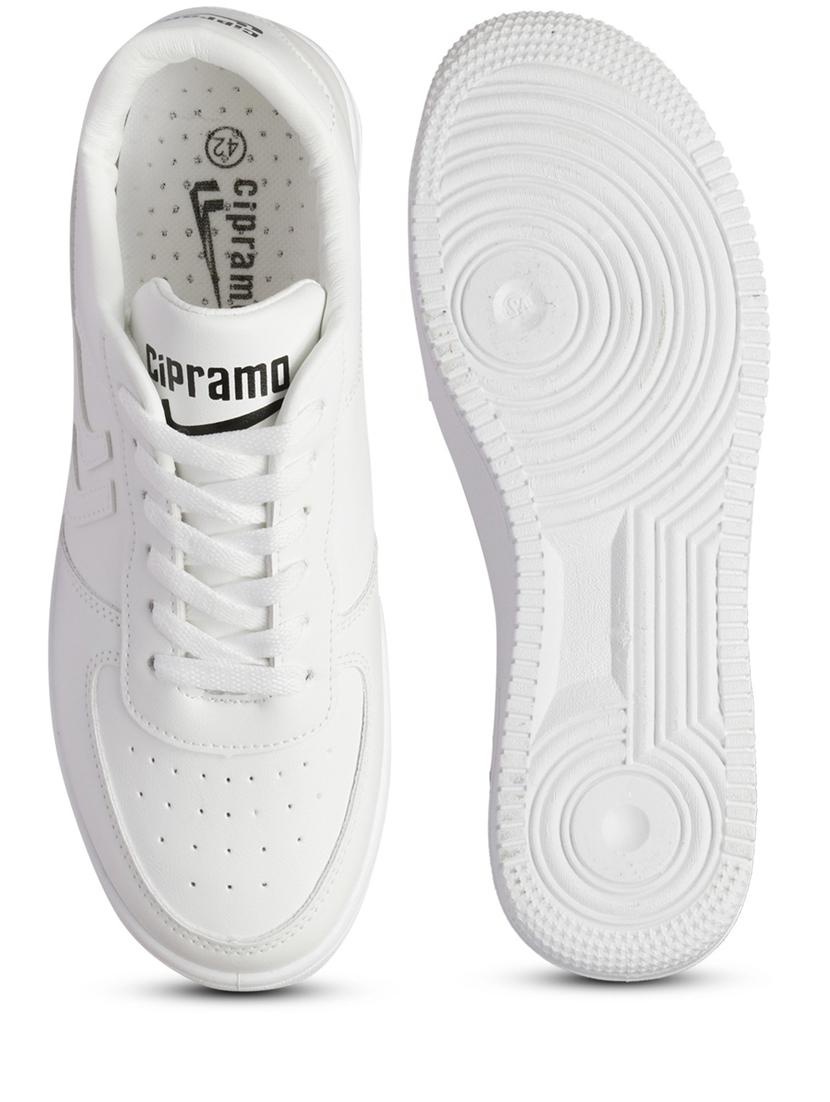 men solid white lace up sneaker - 20425505 - Standard Image - 3