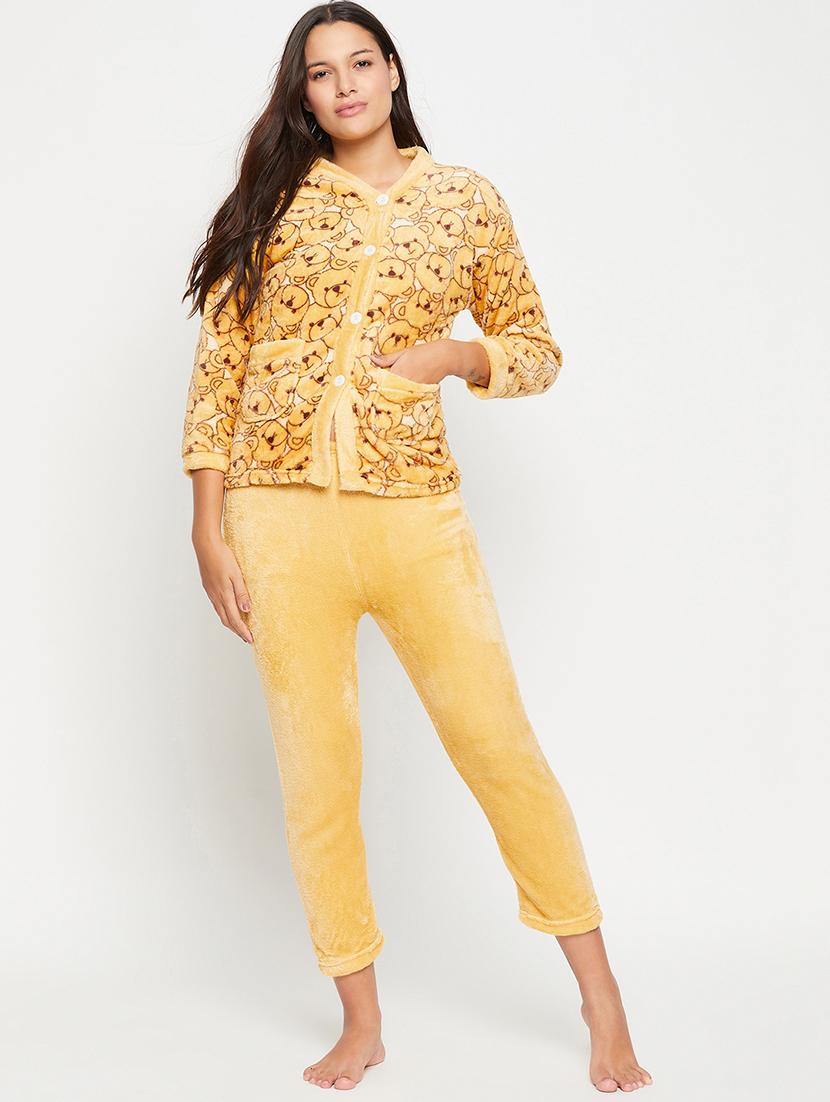 yellow wool pyjama nightwear set - 20425534 - Zoom Image - 0