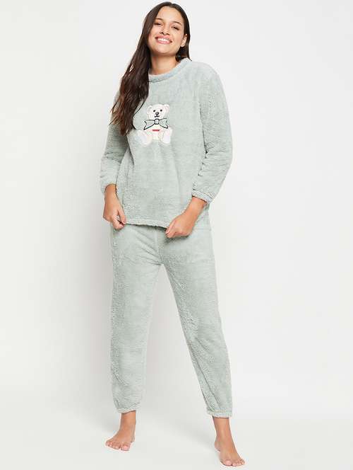 neo mint self design pyjama nightwear set - 20425546 -  Standard Image - 0