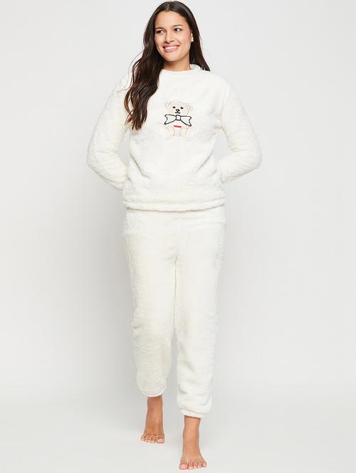 white self design pyjama nightwear set - 20425548 - Standard Image - 0