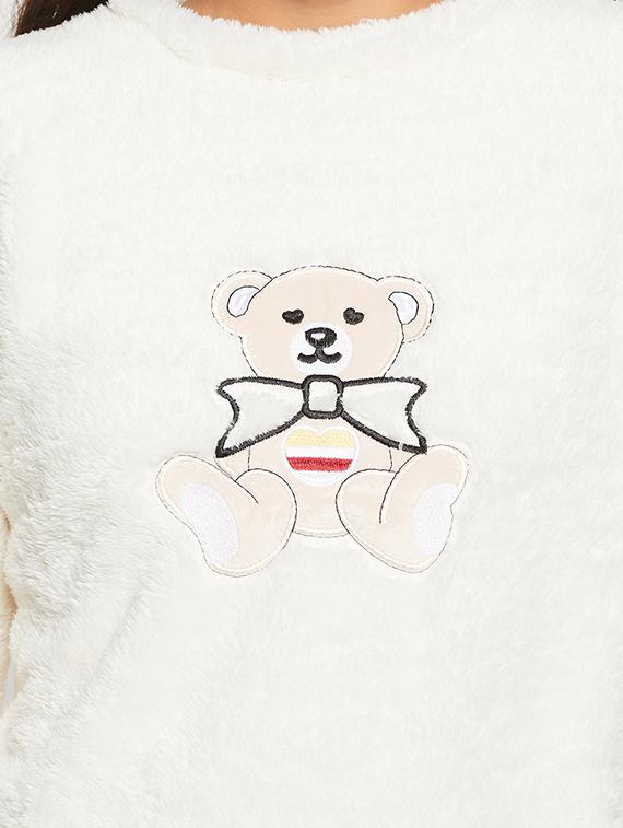 white self design pyjama nightwear set - 20425548 - Standard Image - 3