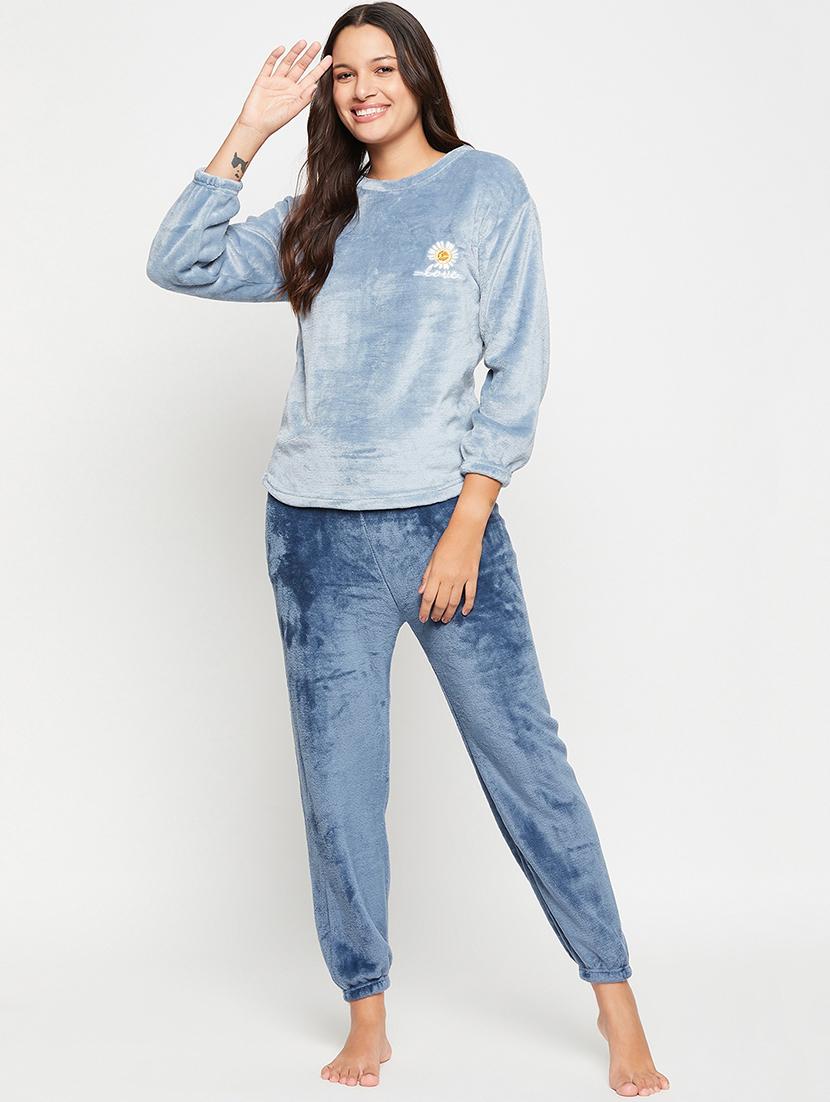 blue self design pyjama nightwear set - 20425554 - Zoom Image - 0