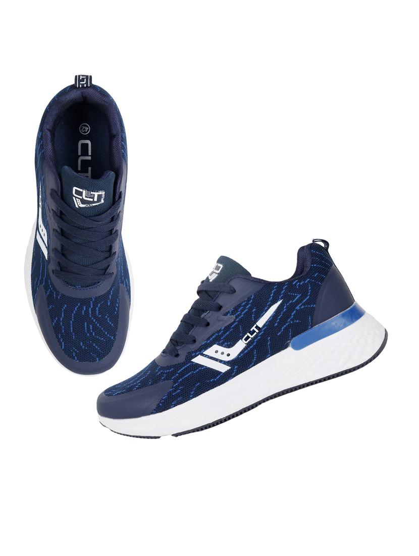 men self designed navy blue lace up sport shoe - 20425570 - Standard Image - 3