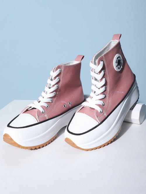 pink canvas laceup sneakers - 20425600 -  Standard Image - 0