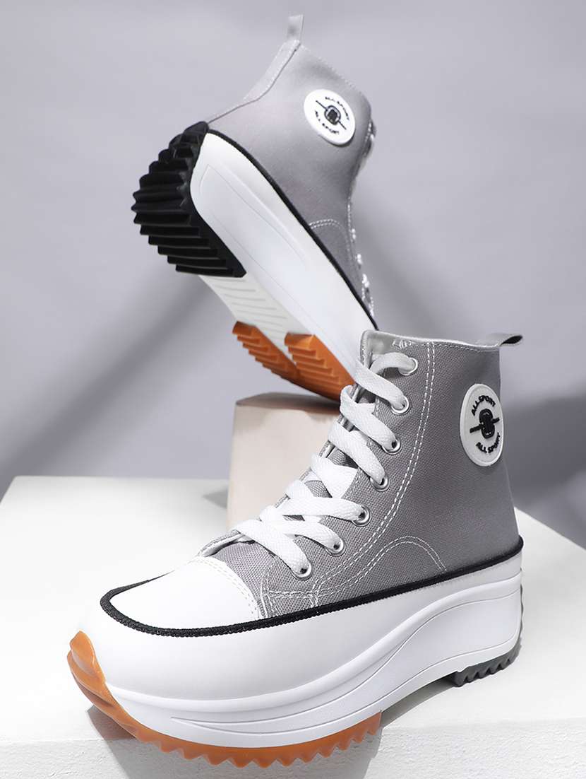 grey canvas laceup sneakers