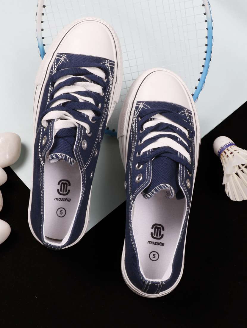 navy canvas laceup sneakers - 20425608 -  Zoom Image - 0