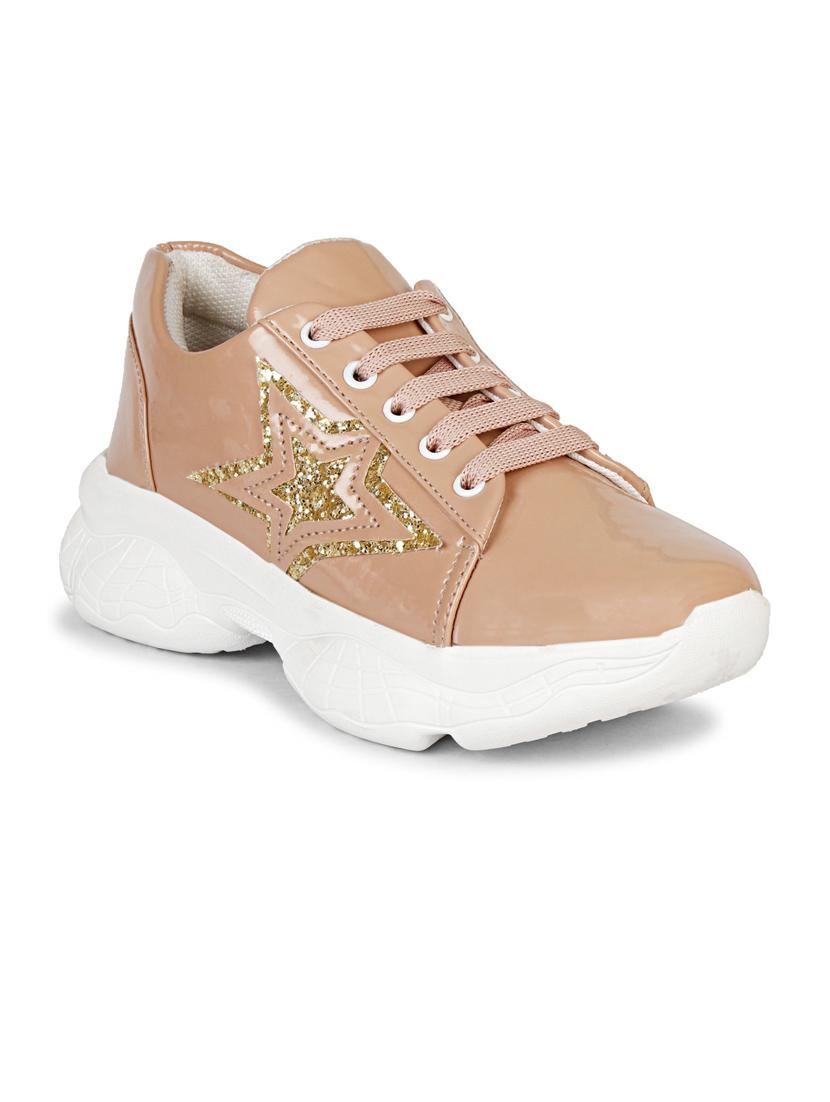 women solid beige embellished lace-up sneaker - 20425626 -  Zoom Image - 0