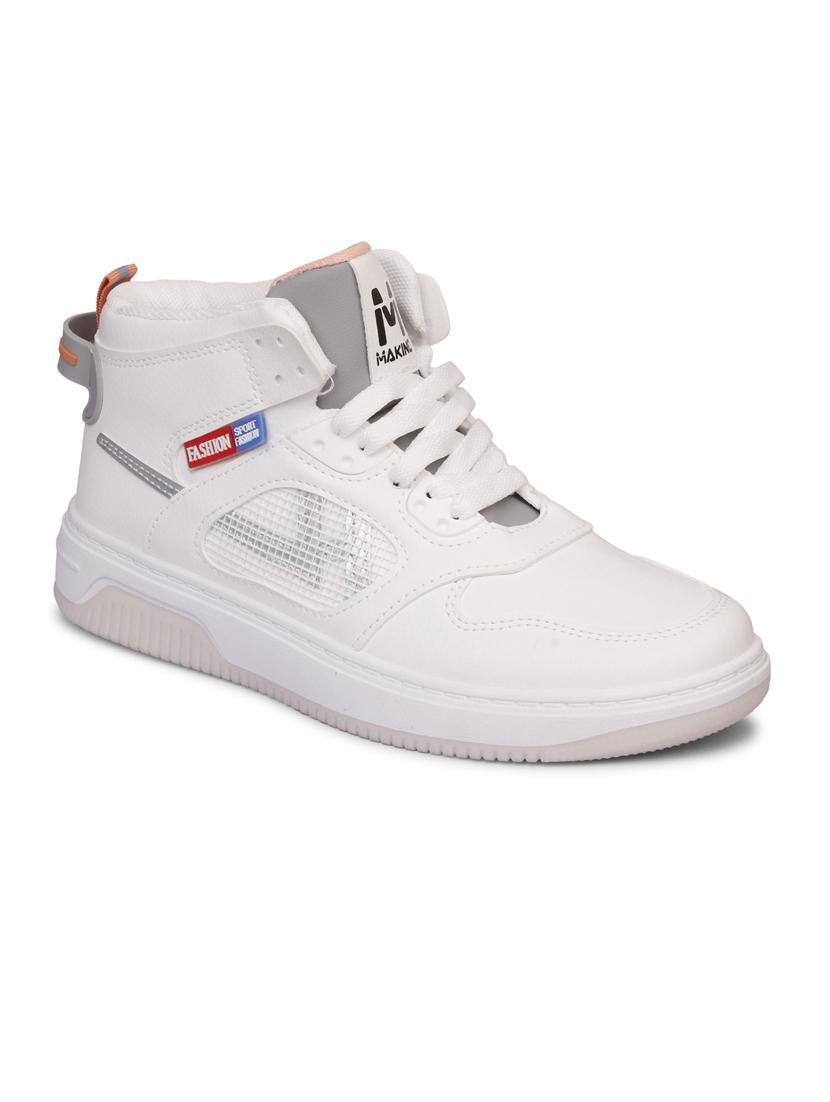 women solid white high ankle lace-up sneaker - 20425634 -  Zoom Image - 0