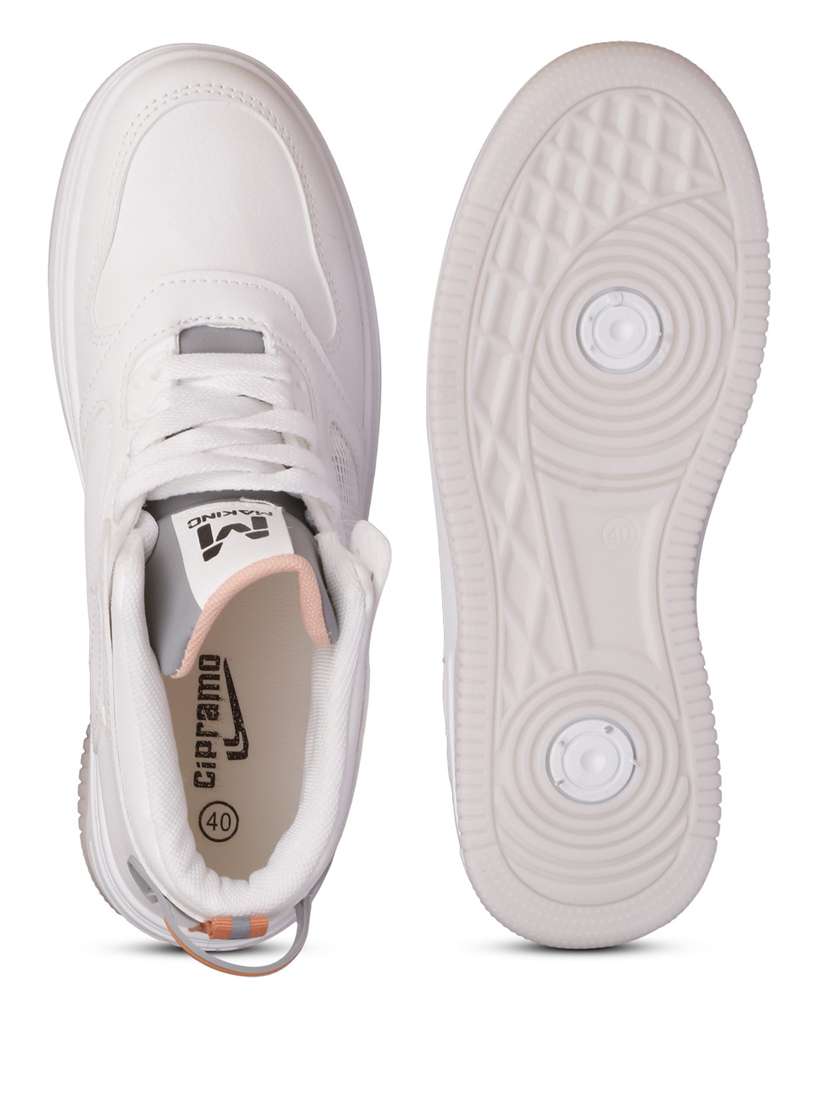 women solid white high ankle lace-up sneaker - 20425634 - Standard Image - 3