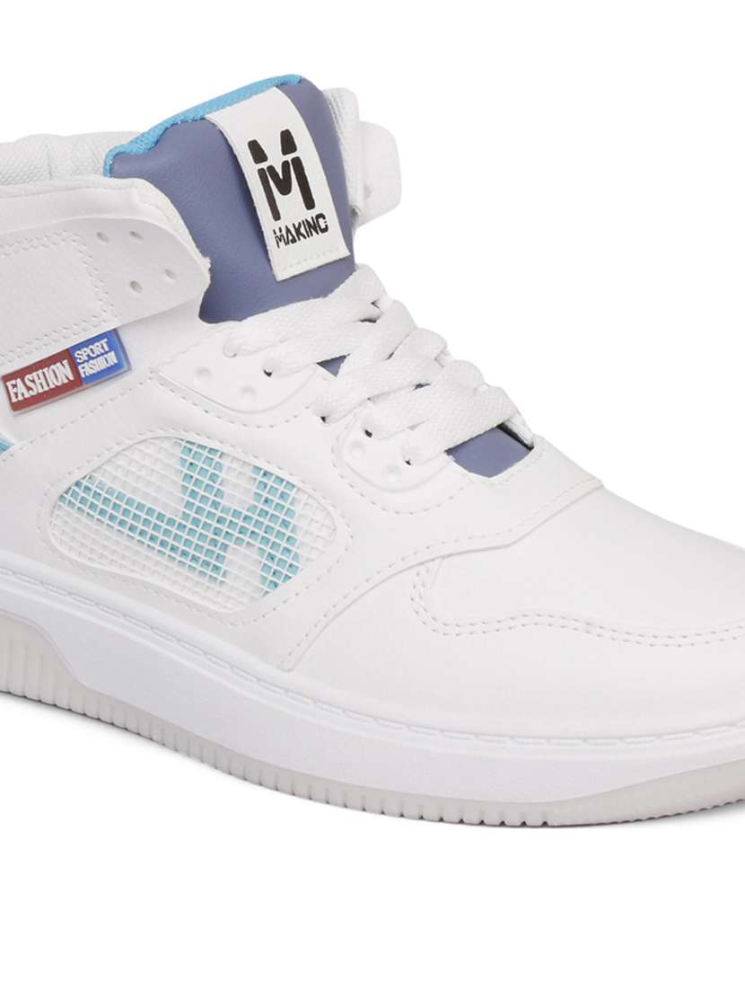 women solid white high ankle lace-up sneaker - 20425635 - Standard Image - 3