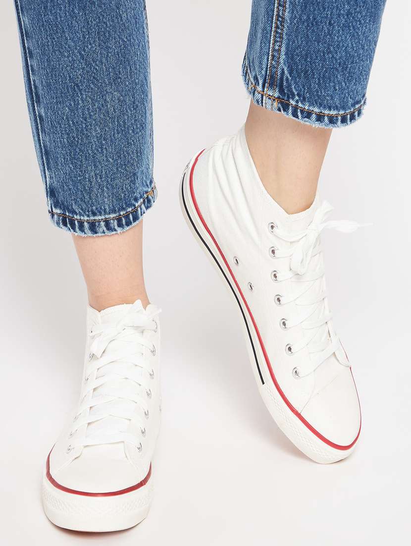 white canvas laceup sneakers - 20425643 -  Standard Image - 3