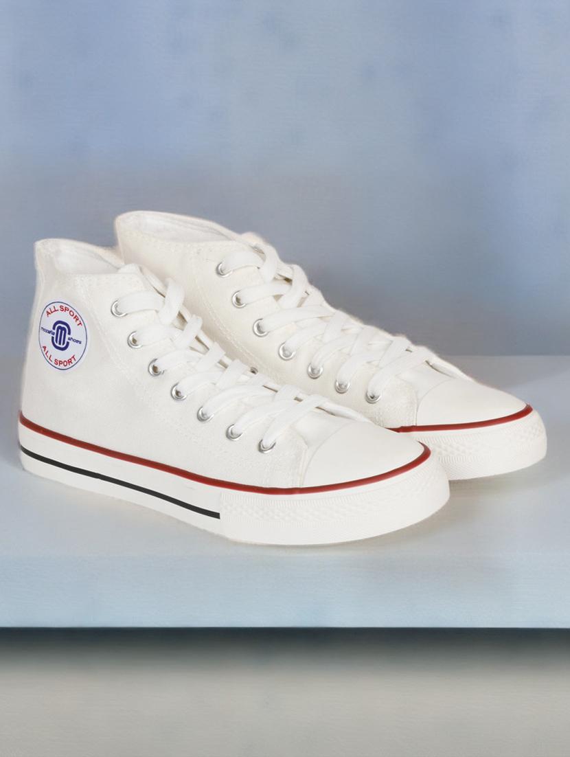 white canvas laceup sneakers - 20425654 -  Zoom Image - 0