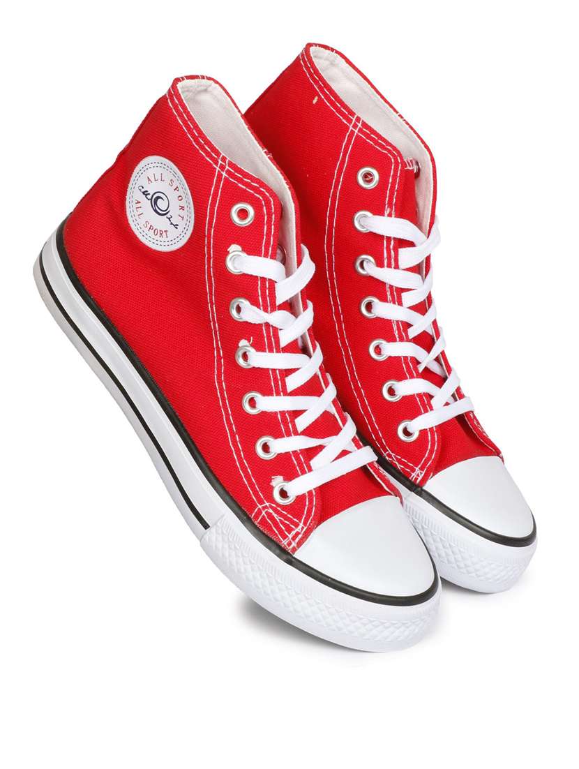 red canvas laceup sneakers - 20425656 -  Standard Image - 3