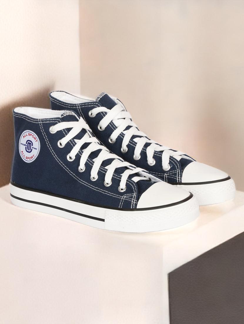 navy canvas laceup sneakers - 20425657 -  Zoom Image - 0