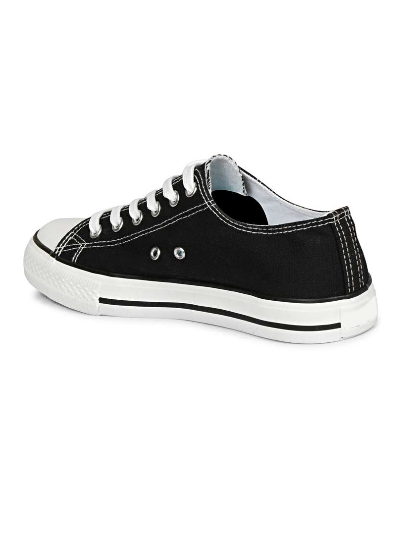 women solid black lace-up sneaker - 20425664 -  Standard Image - 3