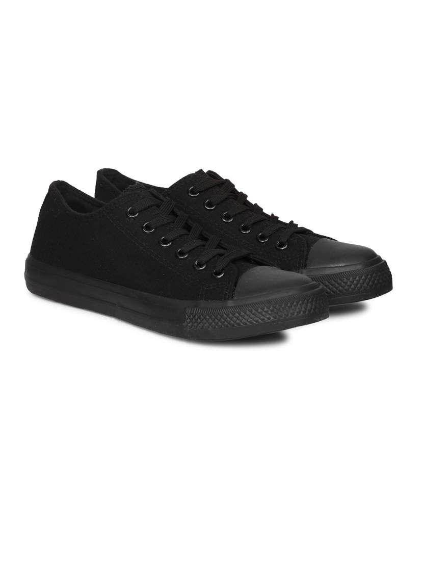 black canvas laceup sneakers