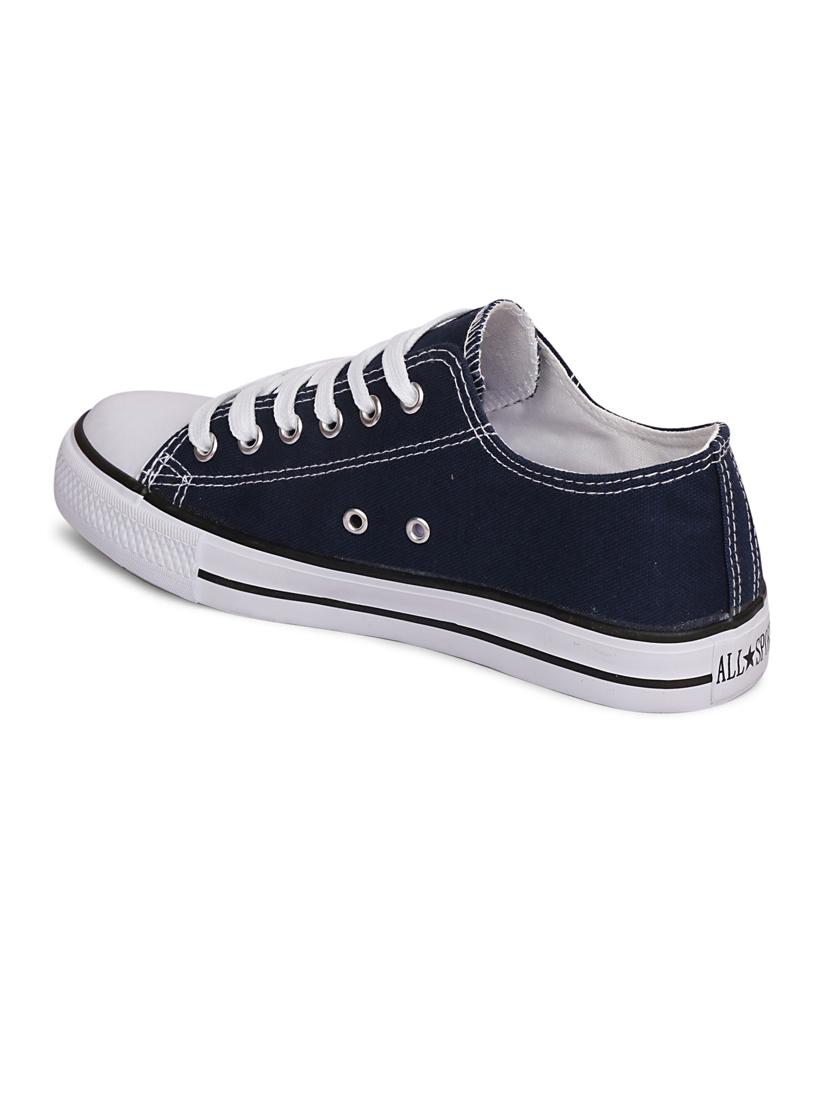 women solid navy blue lace-up sneaker - 20425671 - Standard Image - 3