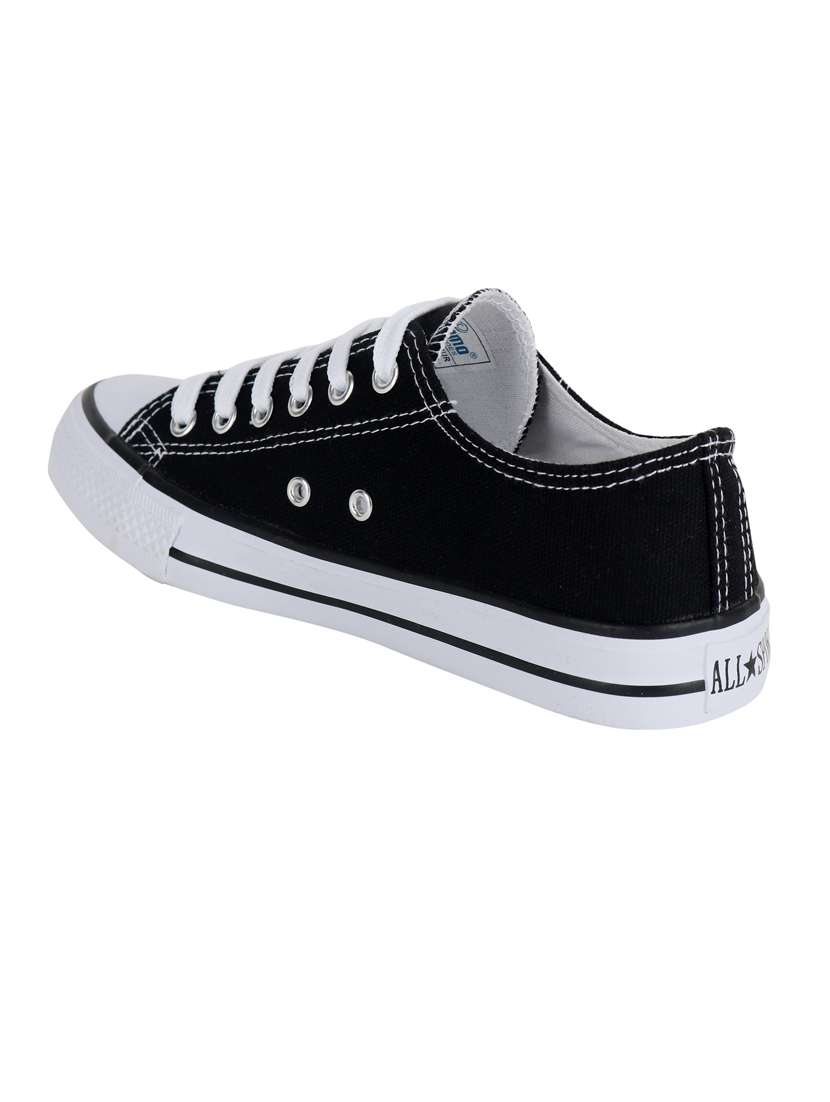 women solid black lace-up sneaker - 20425687 -  Standard Image - 3
