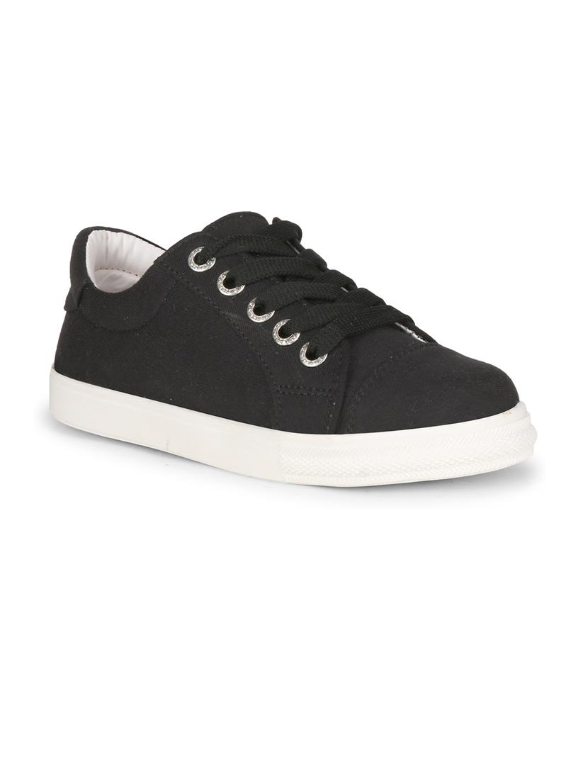 women solid black lace-up sneaker - 20425695 - Zoom Image - 0