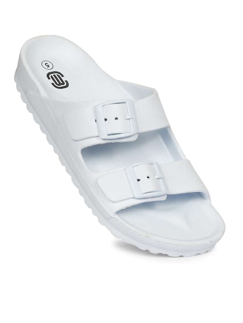 women solid white flip flops - 20425734 - Standard Image - 3