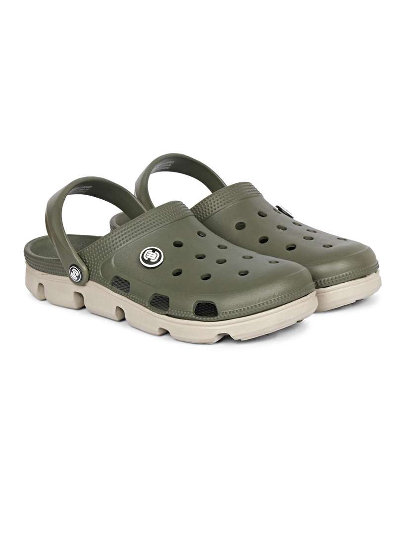 men solid olive flip flop