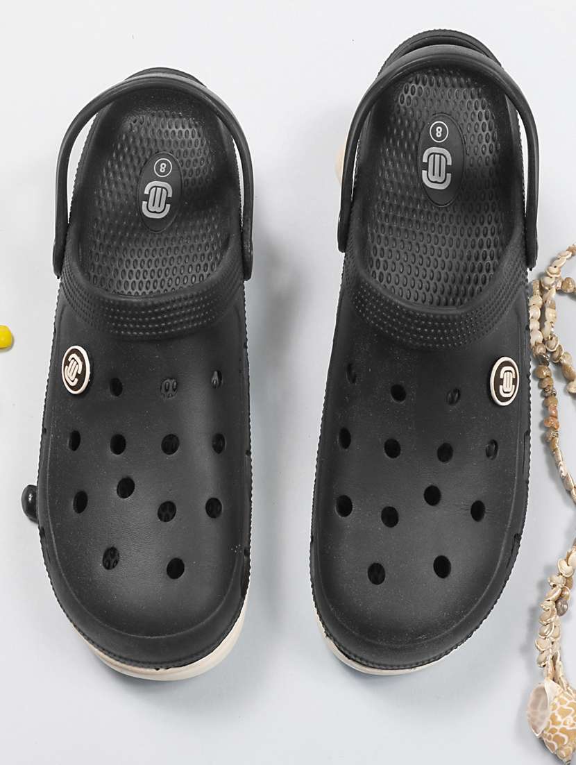men solid black flip flop