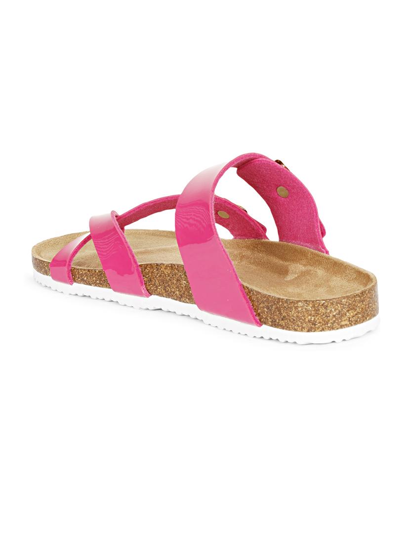 women solid pink slip on flat sandal - 20425981 - Standard Image - 3