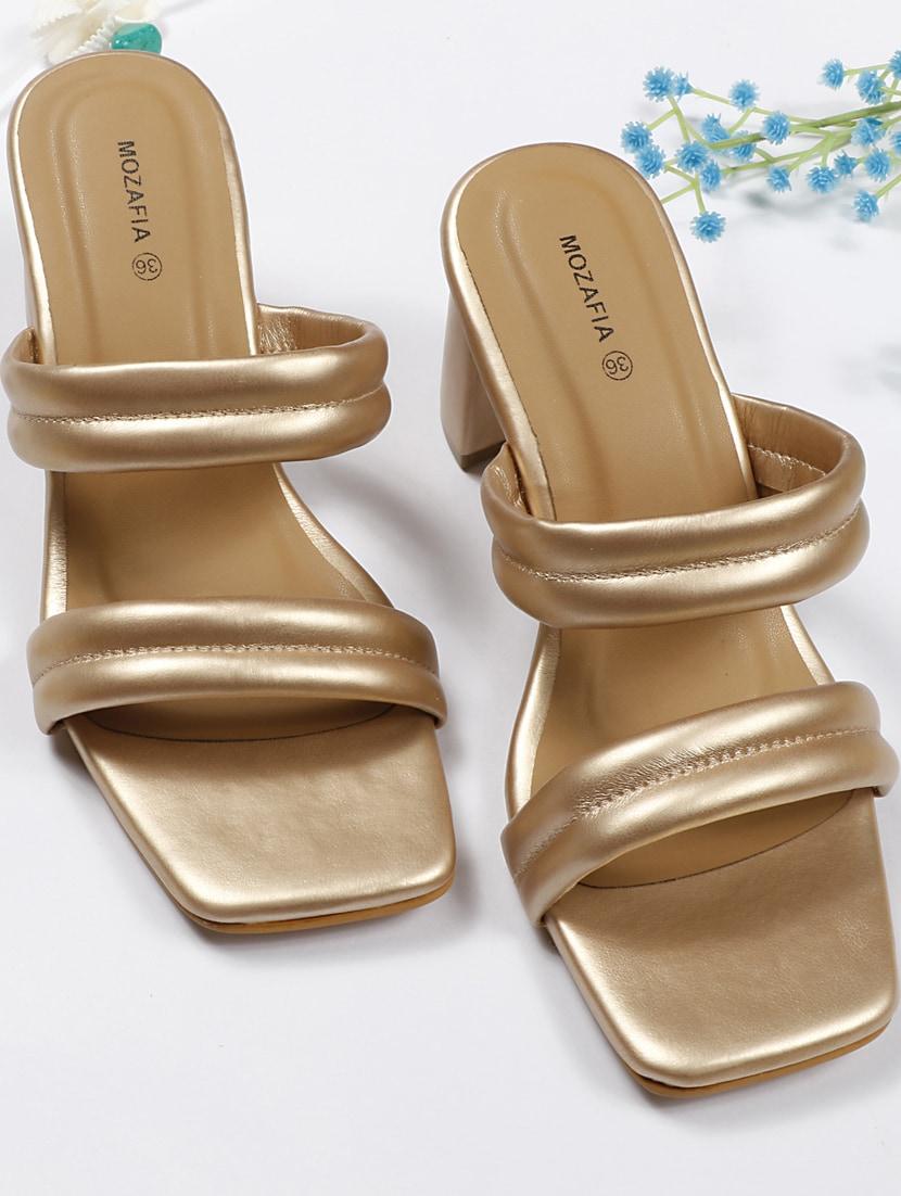 women solid gold slip on heels sandal - 20425987 -  Zoom Image - 0