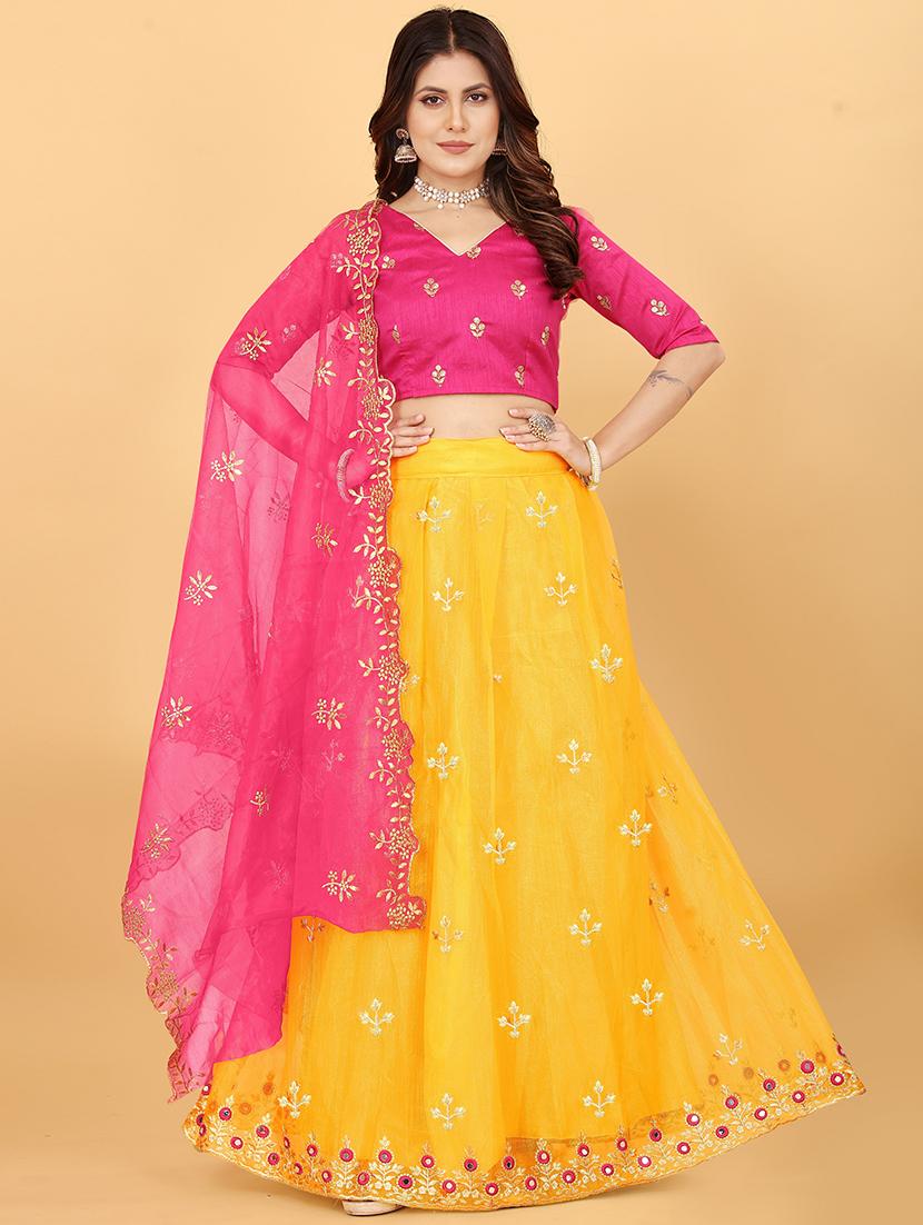 women yellow semi-stitched lehenga choli - 20426586 - Zoom Image - 0