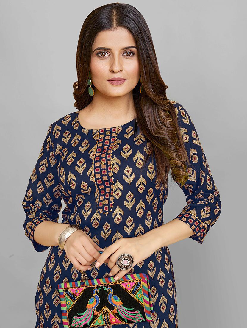 navy blue kurta pant set - 20426593 - Standard Image - 3