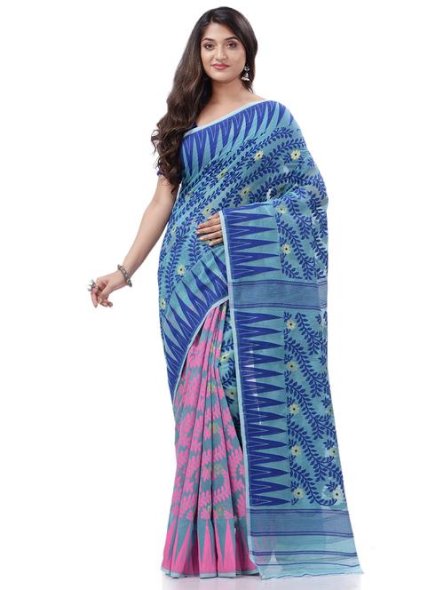 women's printed blue colored saree with blouse - 20427231 - Standard Image - 0