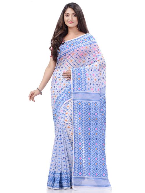 women's printed light blue colored saree with blouse - 20427236 -  Standard Image - 0