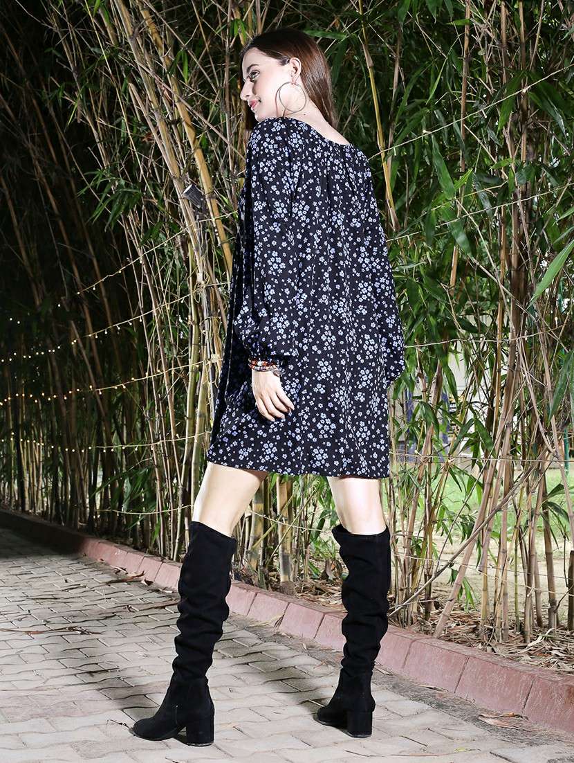 black floral print empire line dress - 20427257 -  Standard Image - 3