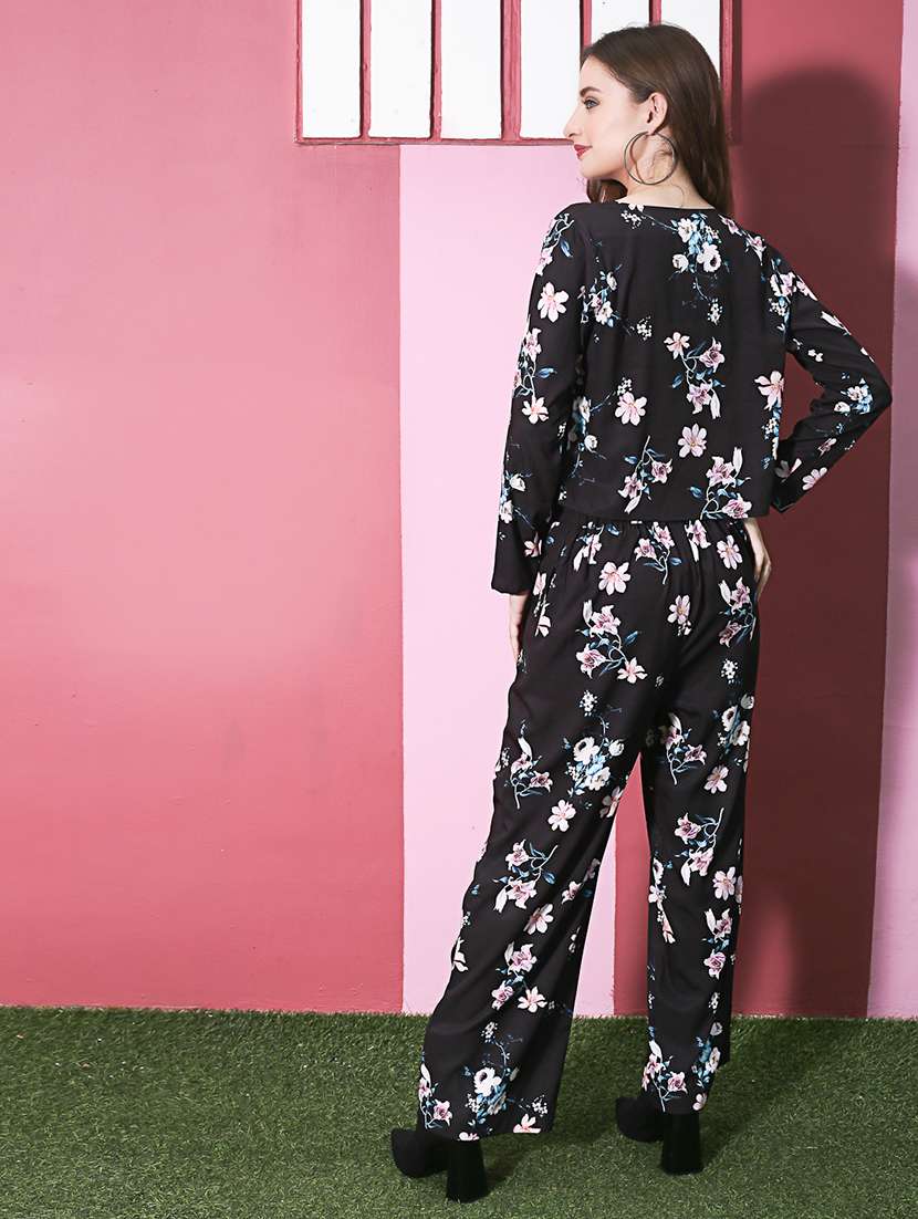 black floral top and trouser co-ord - 20427315 -  Standard Image - 3