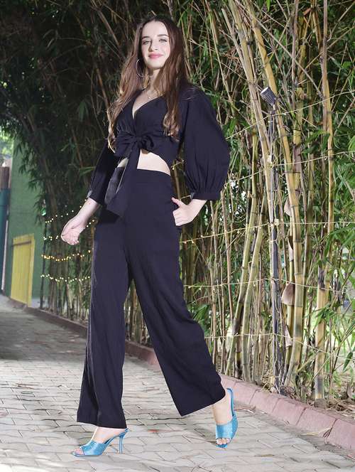 navy blue top and trouser co-ord - 20427319 -  Standard Image - 0
