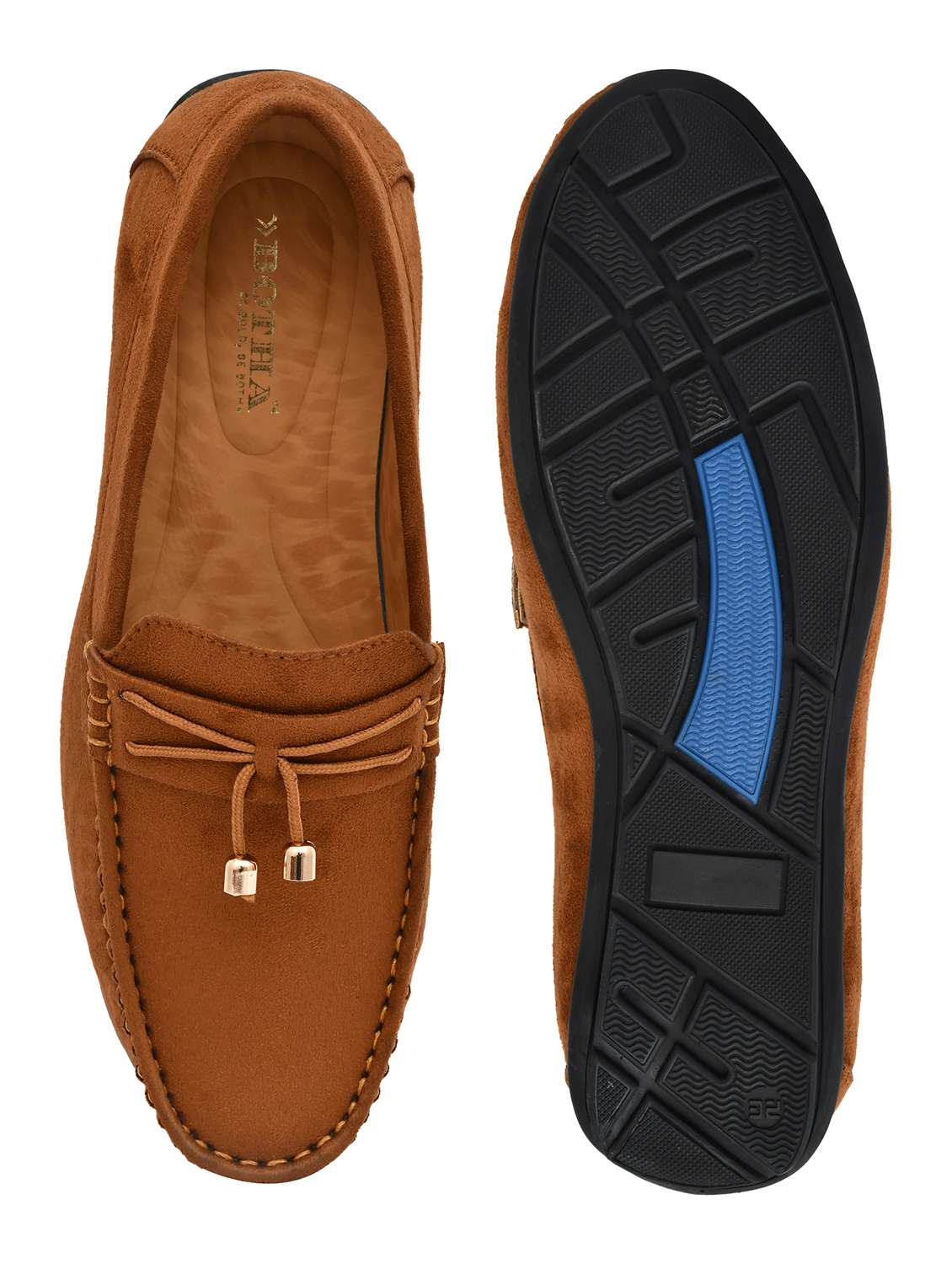 men solid tan suede slip on loafer - 20427417 - Standard Image - 3