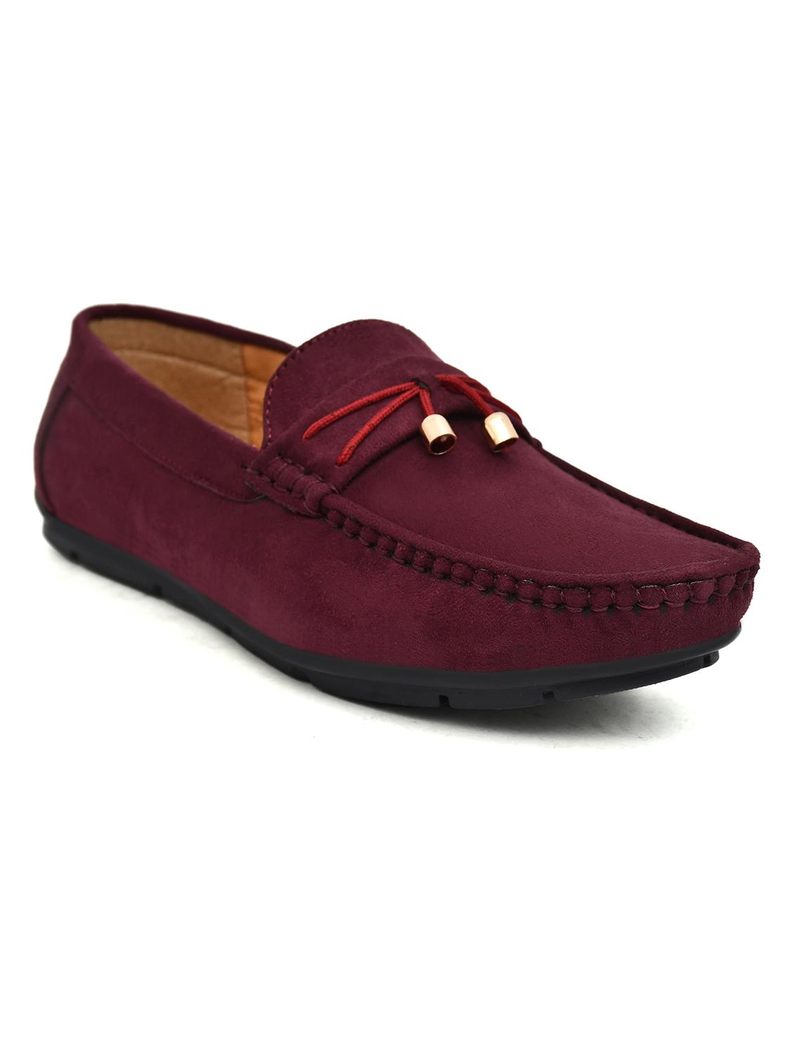 men solid burgundy suede slip on loafer - 20427426 - Zoom Image - 0