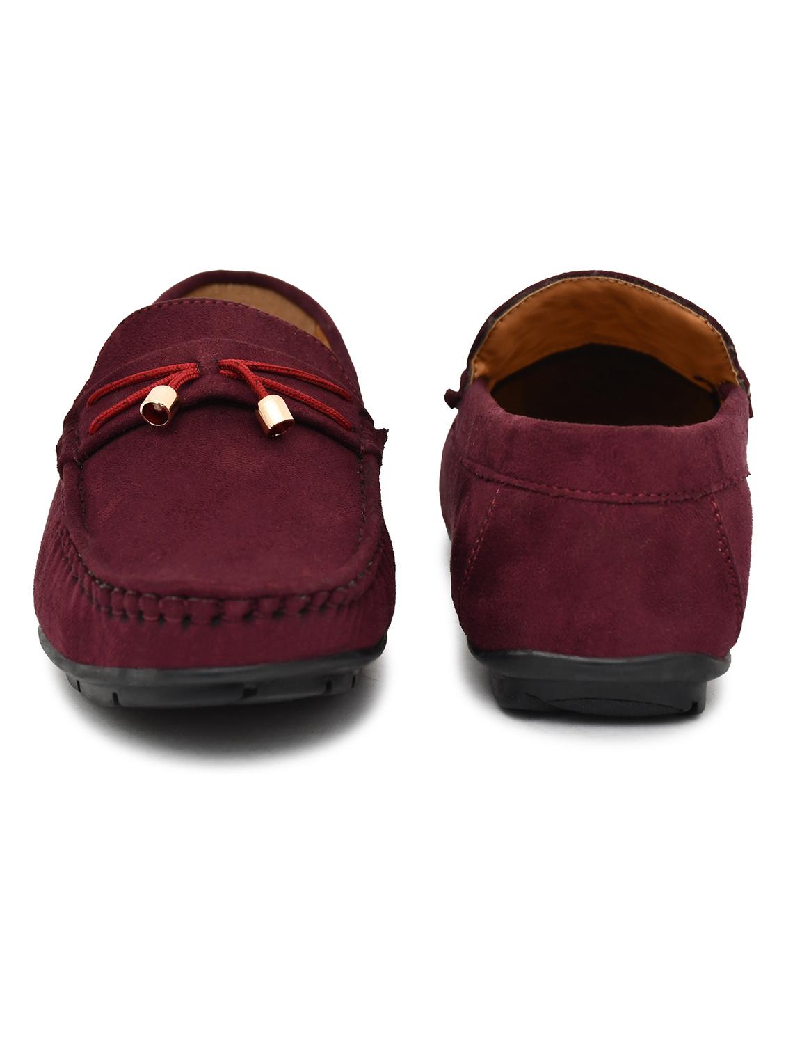 men solid burgundy suede slip on loafer - 20427426 - Standard Image - 3