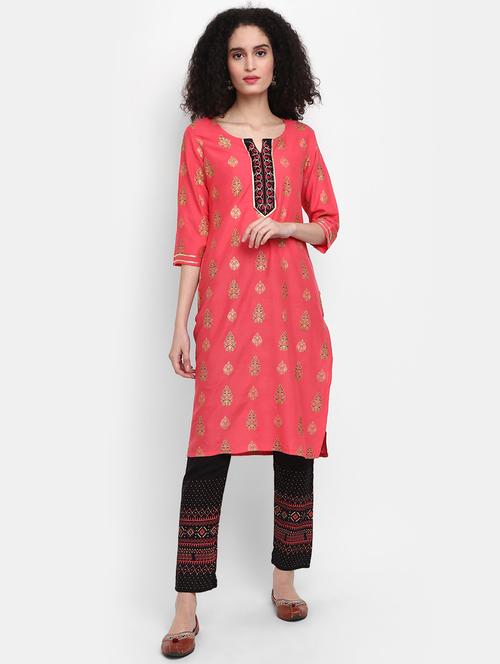 foil print kurta pant set - 20427486 - Standard Image - 0