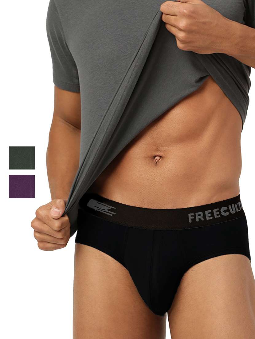 pack of 3 solid hipster brief