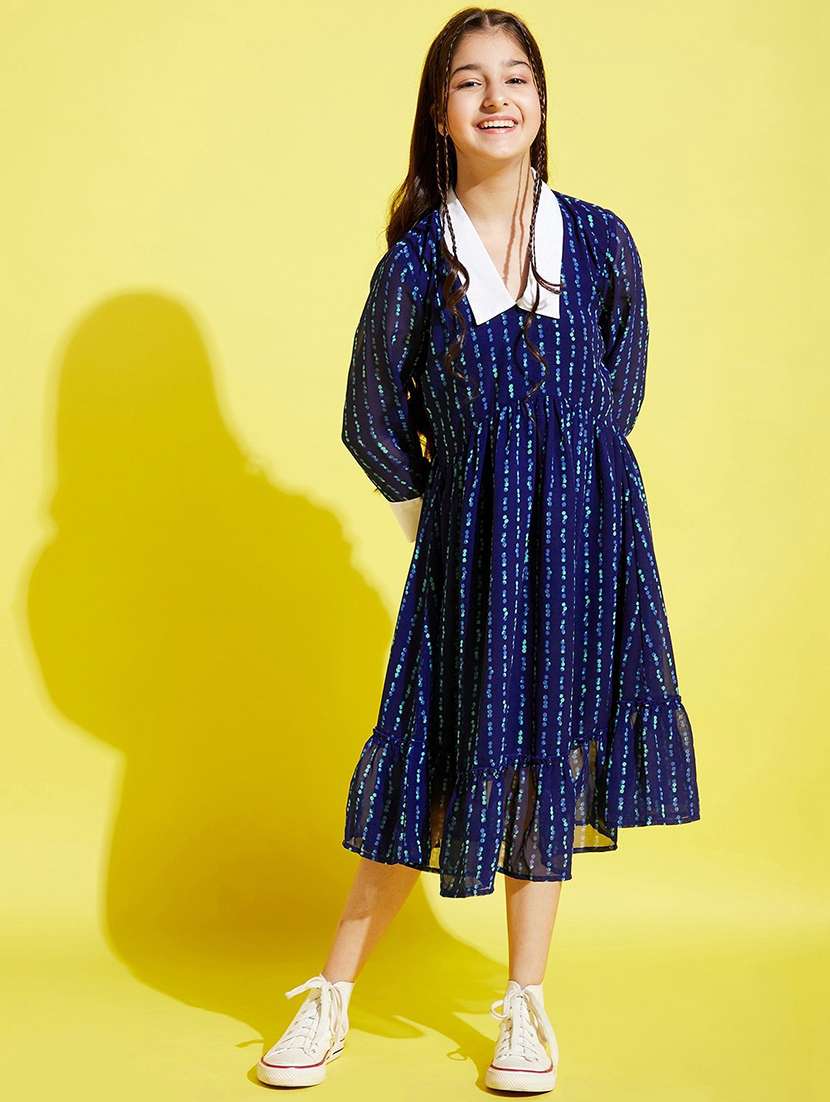 girls collared long sleeves frock - 20428251 -  Zoom Image - 0
