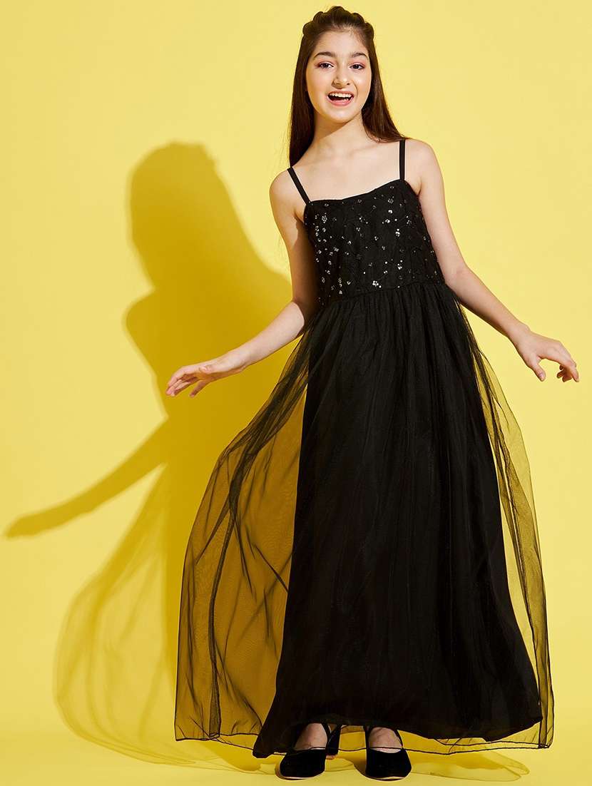 black embroidered party gown - 20428279 -  Standard Image - 3